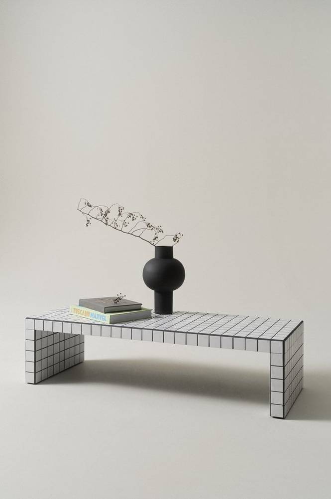 KERREVILLE soffbord 46,5×123 cm Vit/svart fog