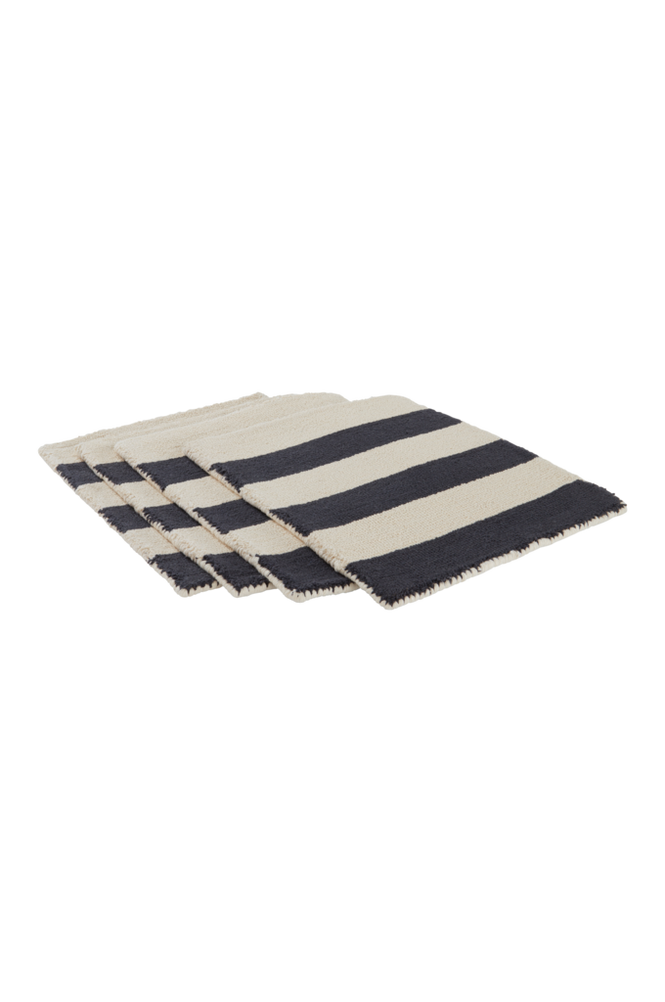 KIO STRIPE bordstablett 4-pack - ekologisk Beige/svart