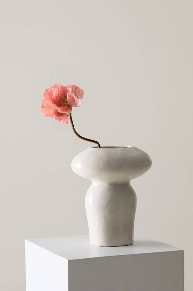 CLINTON vas – höjd 24 cm Naturvit