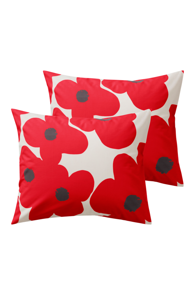 POPPY örngott 2-pack 60×50 cm ekologisk Röd/vit