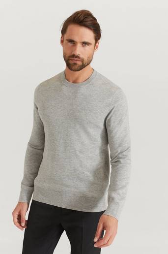 Filippa K Stickad tröja Cotton Merino Basic Sweater Grå
