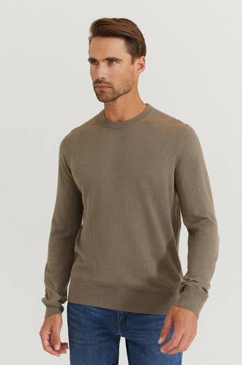 Filippa K Stickad tröja Cotton Merino Basic Sweater Brun