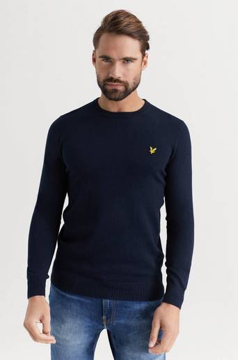 Lyle & Scott Tröja Crew Neck Cotton Merino Jumper Blå