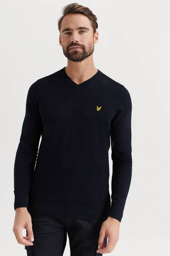 Lyle & Scott Tröja V-Neck Cotton Merino Jumper Svart