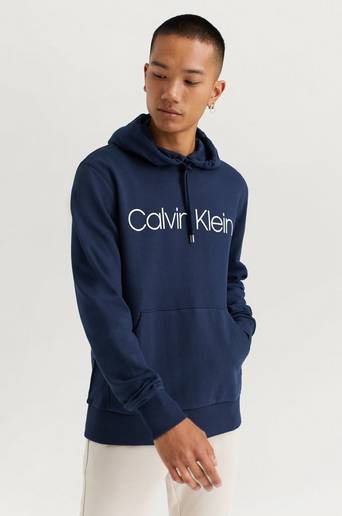 Calvin Klein Hoodie Cotton Logo Hoodie Blå