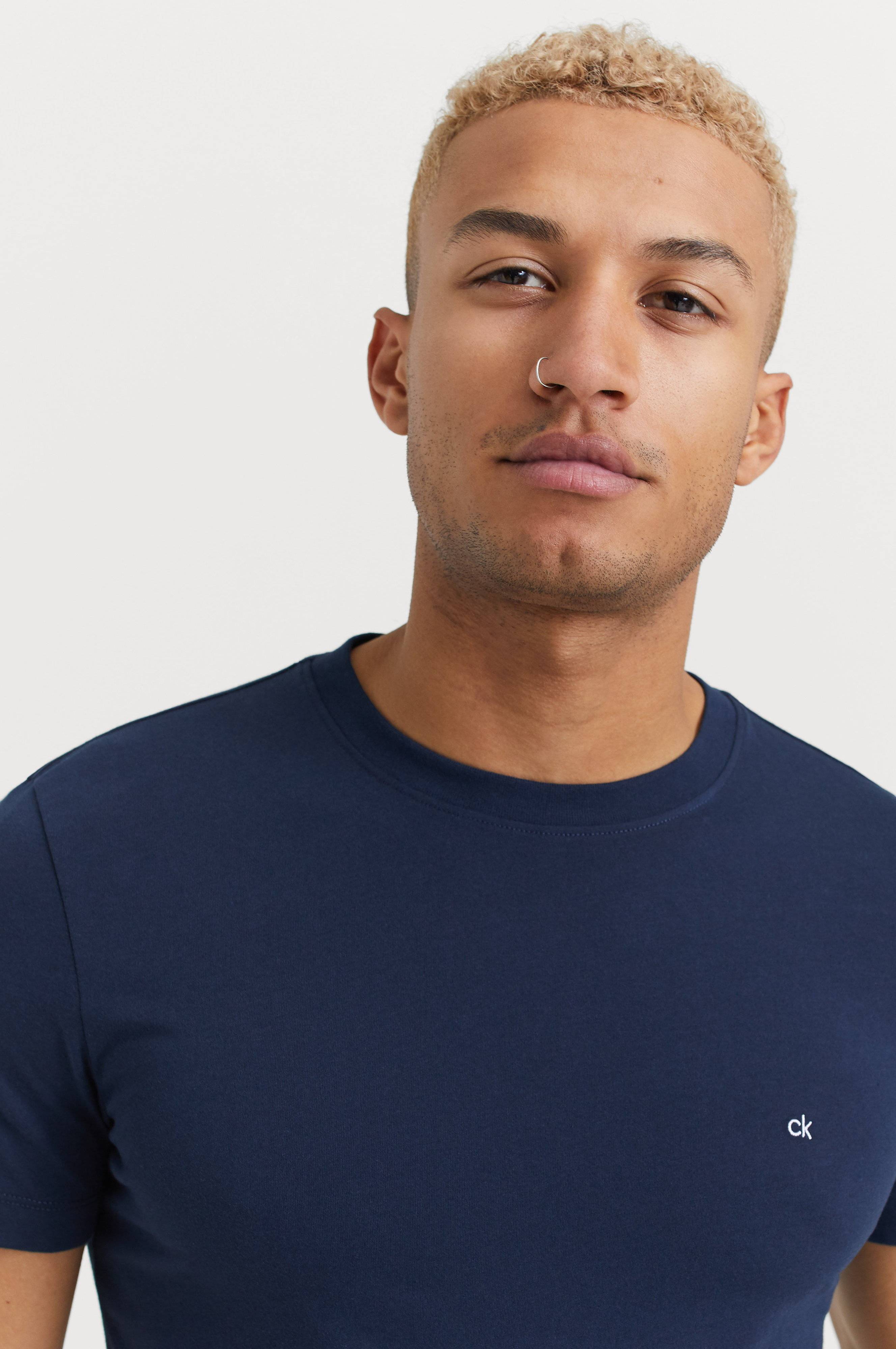 Calvin Klein Cotton Logo Embroided T-shirt Blå
