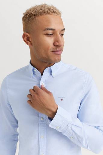 Gant SKJORTA The Oxford Shirt Slim BD Blå