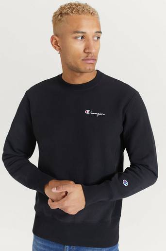 Champion Reverse Weave Sweatshirt Small Script Crewneck Sweatshirt Svart