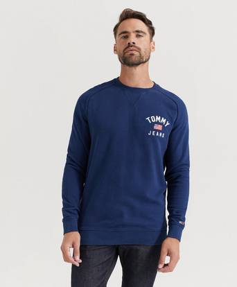 Tommy Hilfiger Sweatshirt TJM Washed Chest Graphic Crew Blå