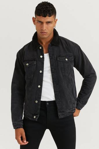 Dr.Denim Jacka Caleb Sherpa Jacket Svart