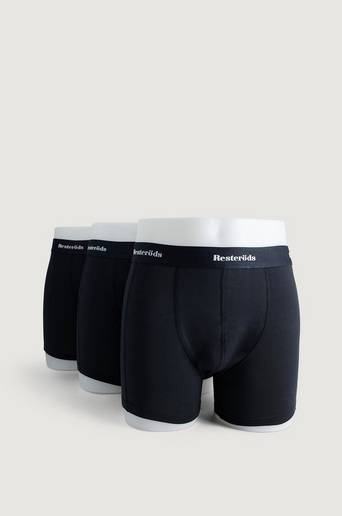 Resteröds Boxershorts Organic Cotton Long Leg 3-pack Svart