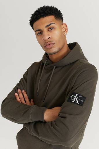 Calvin Klein Jeans Hoodie Monogram Sleeve Badge Hoodie Grön