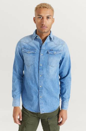 G-Star Jeansskjorta 3301 Straight Shirt L\S Blå