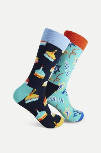 Happy Socks 2-Pack Strumpor Birthday Cake Socks Gift Set Multi