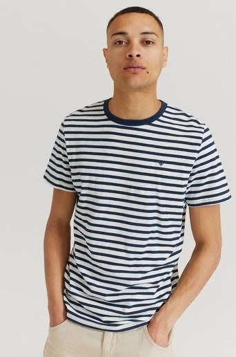 Morris T-Shirt Morris Stripe Tee Blå