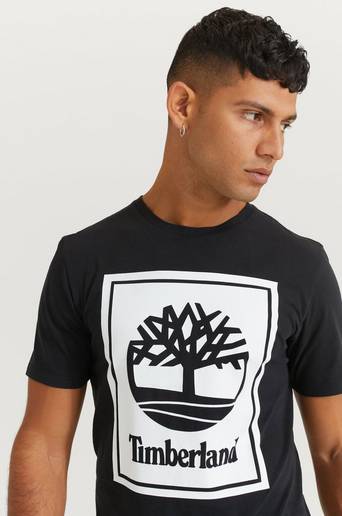 Timberland T-Shirt YC SS Stack Logo Tee reg Svart