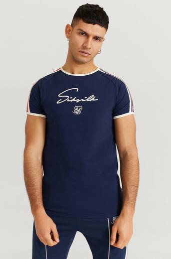 SIKSILK T-Shirt Retro Tape Gym Tee Blå