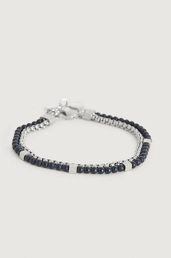 by Billgren Armband Bracelet Steel/Onyx Beads Silver