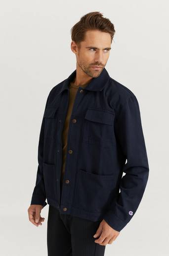 Champion Reverse Weave Overshirt Full Buttoned Top Blå