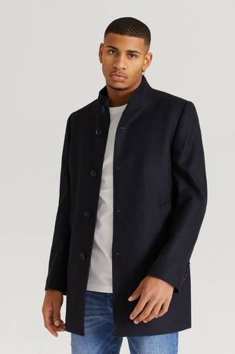 Pour Rock Stand Up Collar Coat Blå