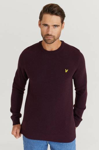 Lyle & Scott Stickad Tröja Crew Neck Lambswool Blend Jumper Röd