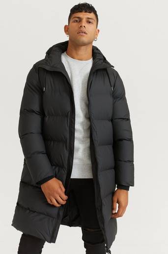 Rains Regnjacka Puffer Long Rains Jacket Svart