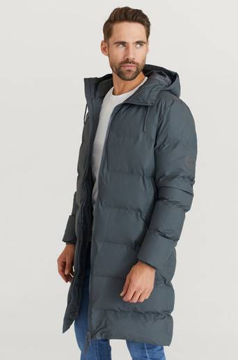 Rains Regnjacka Puffer Long Rains Jacket Grå