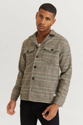 GABBA Overshirt Clipper Big Brown Check LS Shirt Brun