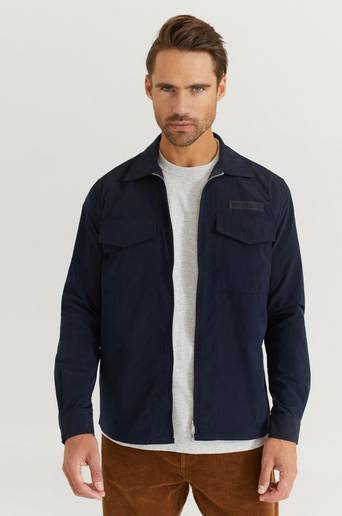 Woodbird Overshirt Klarc Zip Shirt Blå