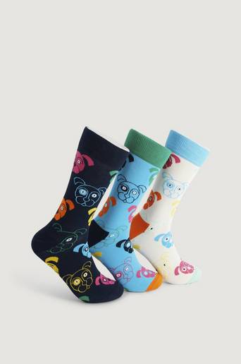 Happy Socks 3-Pack Strumpor Mixed Dog Socks Gift Set Multi