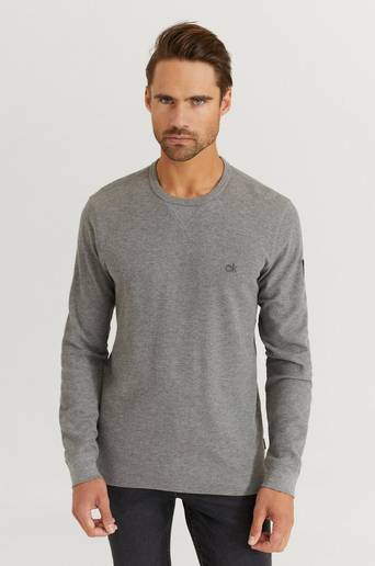 Calvin Klein Tröja Waffle Longsleeve Sweater Grå