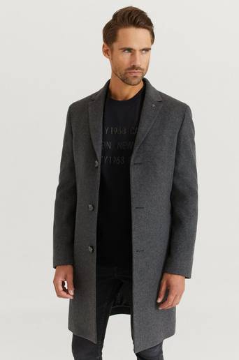 Calvin Klein Rock Wool Cashmere Crombie Coat Grå