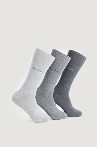 Calvin Klein 3-Pack Strumpor CK Men Crew 3P Combed Flat Knit Eric Grå