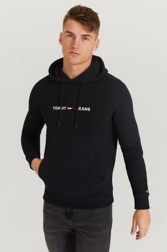 Tommy Hilfiger Hoodie TJM Straight Logo Hoodie Svart