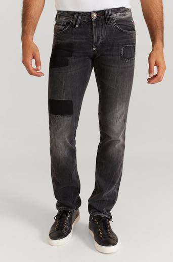 Philipp Plein Jeans Straight Cut Hexagon Grå