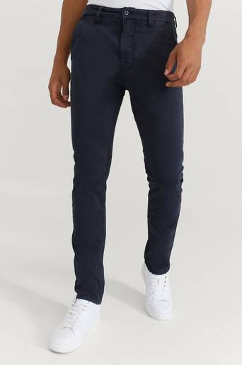 Nudie Jeans Chinos Slim Adam Dark Midnight Blå