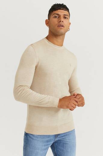 Polo Ralph Lauren Stickad Tröja Merino Crew Neck Vit