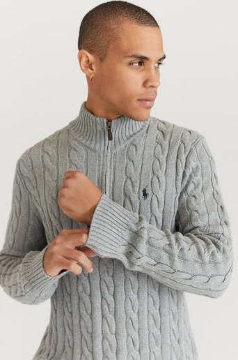 Polo Ralph Lauren Stickad Tröja Cable Half Zip Knit Grå