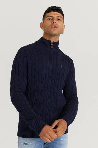 Polo Ralph Lauren Stickad Tröja Cable Half Zip Knit Blå