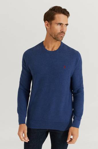 Polo Ralph Lauren Stickad Tröja Pima Textured Crew Neck Blå