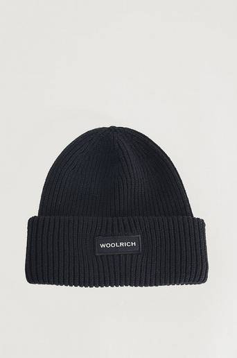 Woolrich Mössa Winter Wool Logo Beanie Hat Svart