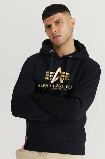 Alpha Industries Hoodie Basic Hoody Foil Print Svart