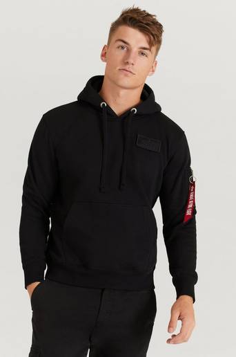 Alpha Industries Hoodie Red Stripe Hoody Svart