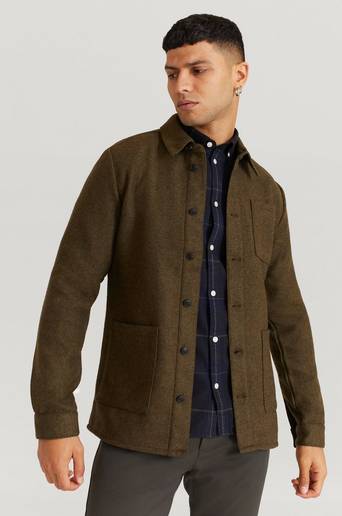 Les Deux Overshirt Jason Wool Hybrid Grön