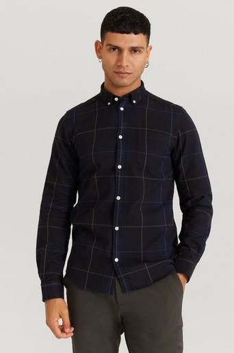 Les Deux Skjorta Jasper Check Flannel Shirt Svart