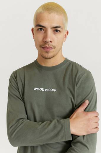 Wood Wood Långärmad T-Shirt Peter Logo Long Sleeve Grön