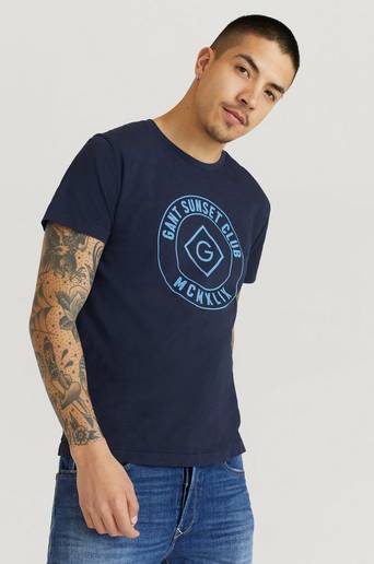Gant T-Shirt D2. Sunset Club SS T-Shirt Blå