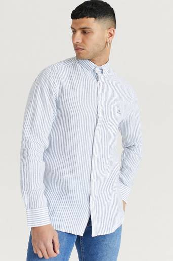 Gant Skjorta Reg Stripe Linen BD Vit