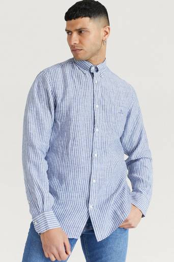 Gant Skjorta Reg Stripe Linen BD Blå