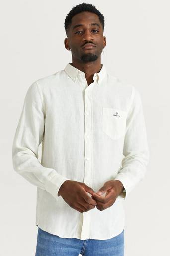 Gant Skjorta D2. Reg UT Gmnt Dyed Linen BD Brun